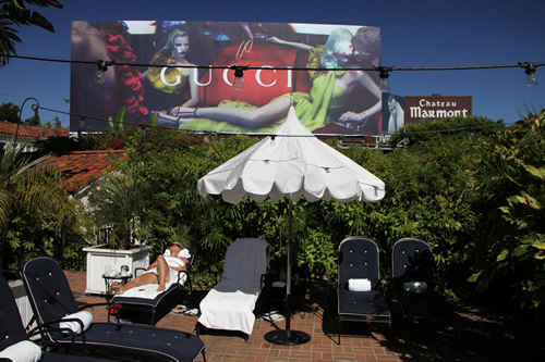 The garden at Chateau Marmont looking east